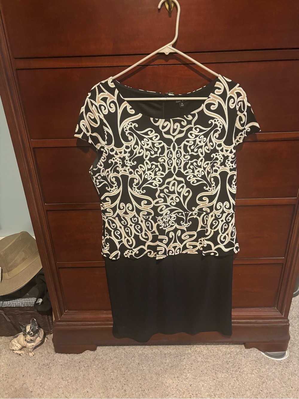 Sami & Jo Black Dress with Cream Scroll Print